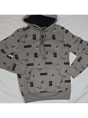 Kangol Logo-Print Hoodie in Gray with Black Accents Small New